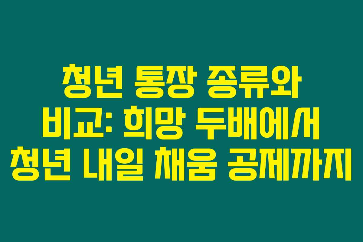 청년 통장 종류와 비교: 희망 두배에서 청년 내일 채움 공제까지