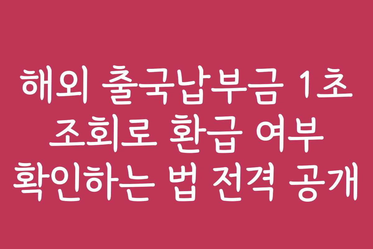 해외 출국납부금 1초 조회로 환급 여부 확인하는 법 전격 공개