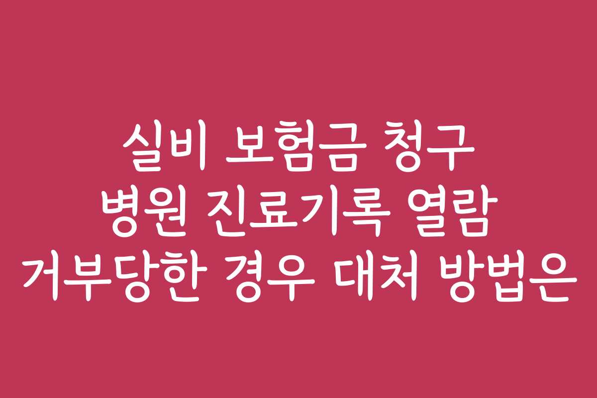 실비 보험금 청구 병원 진료기록 열람 거부당한 경우 대처 방법은