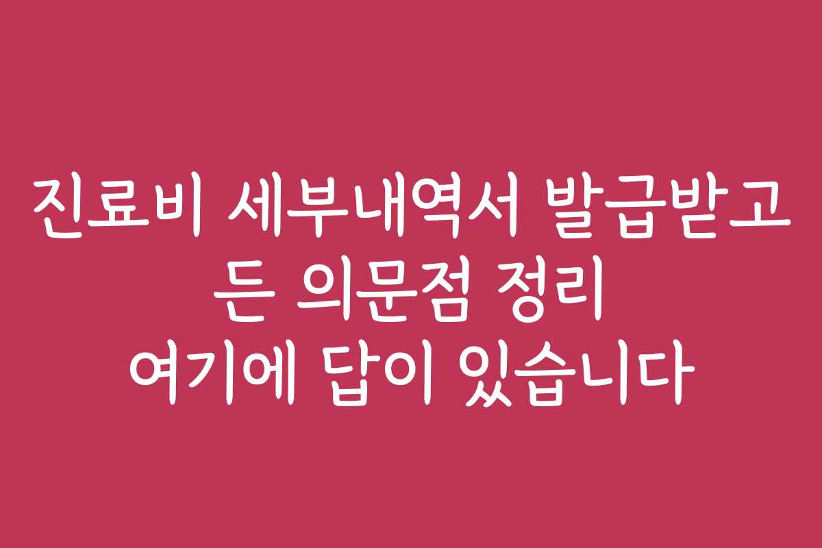 진료비 세부내역서 발급받고 든 의문점 정리 여기에 답이 있습니다