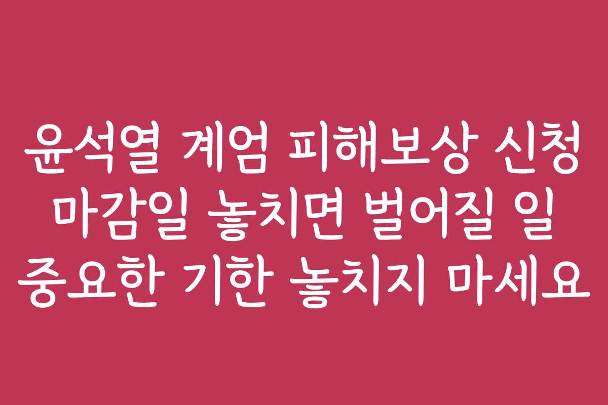 윤석열 계엄 피해보상 신청 마감일 놓치면 벌어질 일 중요한 기한 놓치지 마세요