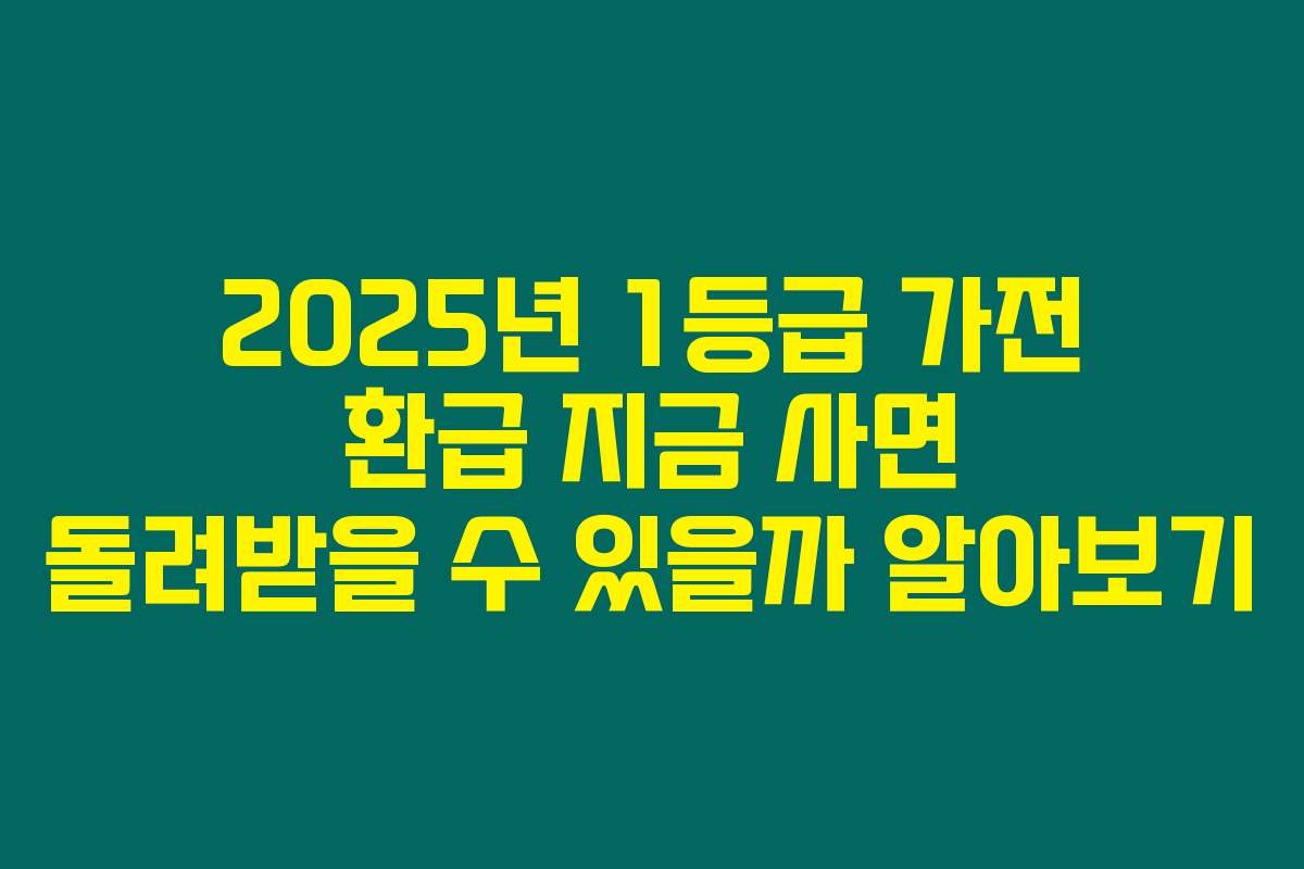 2025년 1등급 가전 환급 지금 사면 돌려받을 수 있을까 알아보기