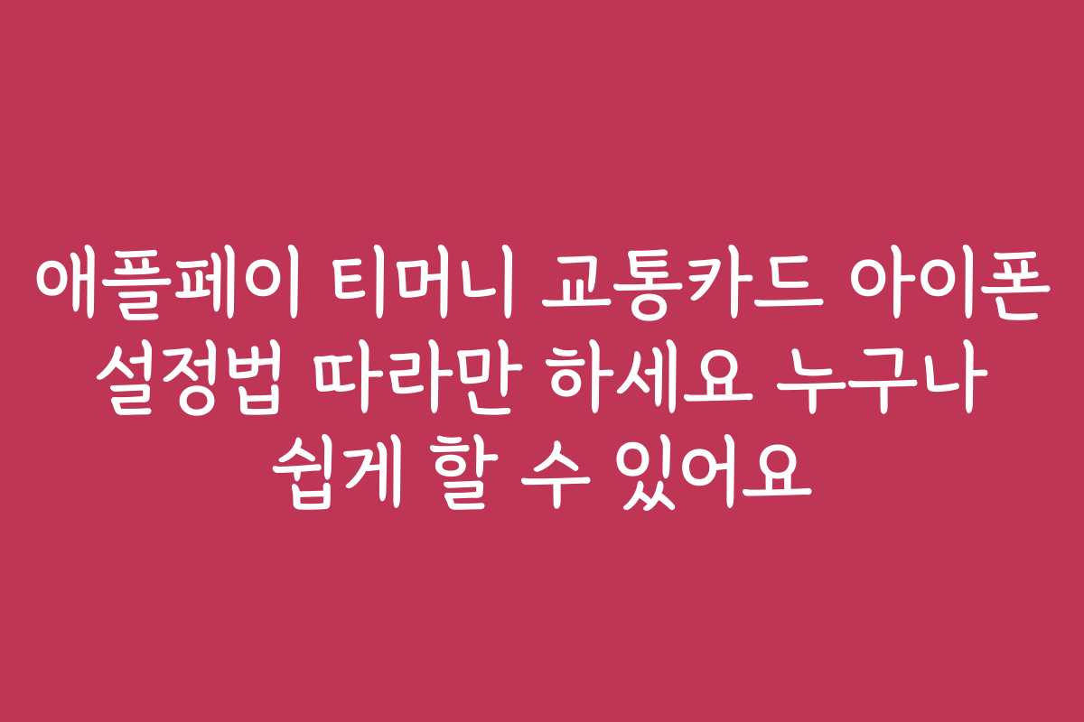 애플페이 티머니 교통카드 아이폰 설정법 따라만 하세요 누구나 쉽게 할 수 있어요