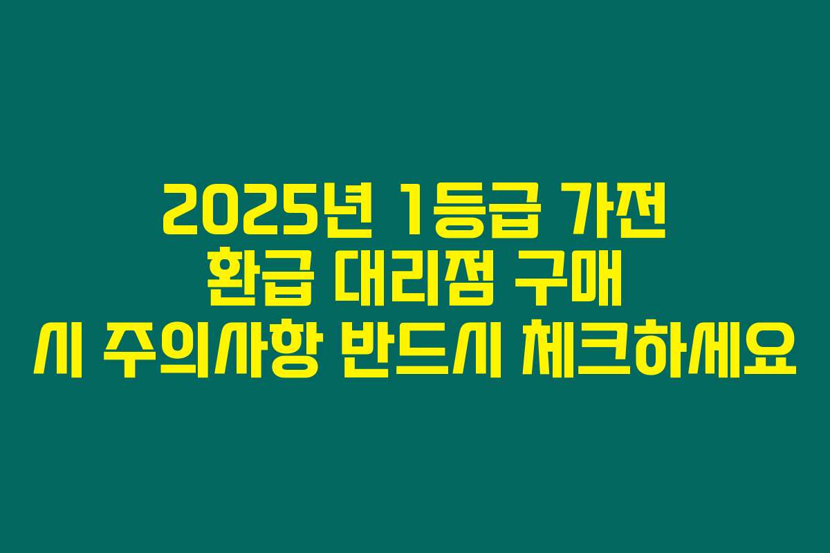 2025년 1등급 가전 환급 대리점 구매 시 주의사항 반드시 체크하세요
