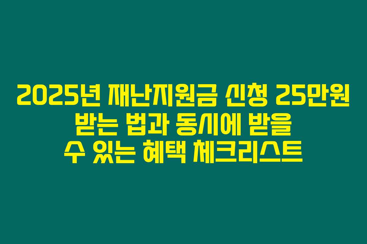 2025년 재난지원금 신청 25만원 받는 법과 동시에 받을 수 있는 혜택 체크리스트