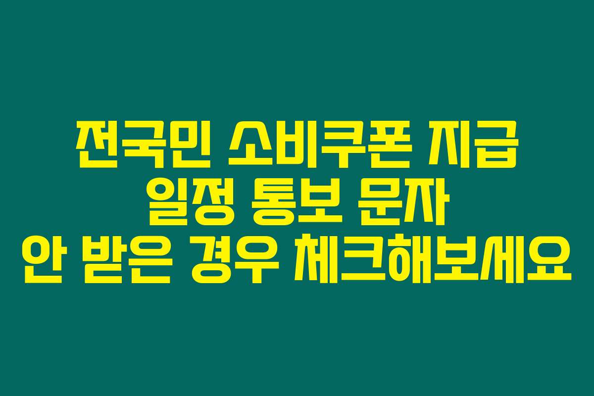 전국민 소비쿠폰 지급 일정 통보 문자 안 받은 경우 체크해보세요