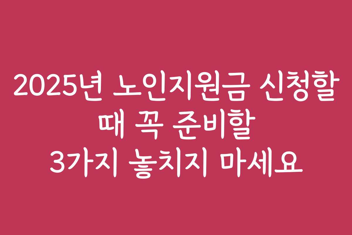 2025년 노인지원금 신청할 때 꼭 준비할 3가지 놓치지 마세요