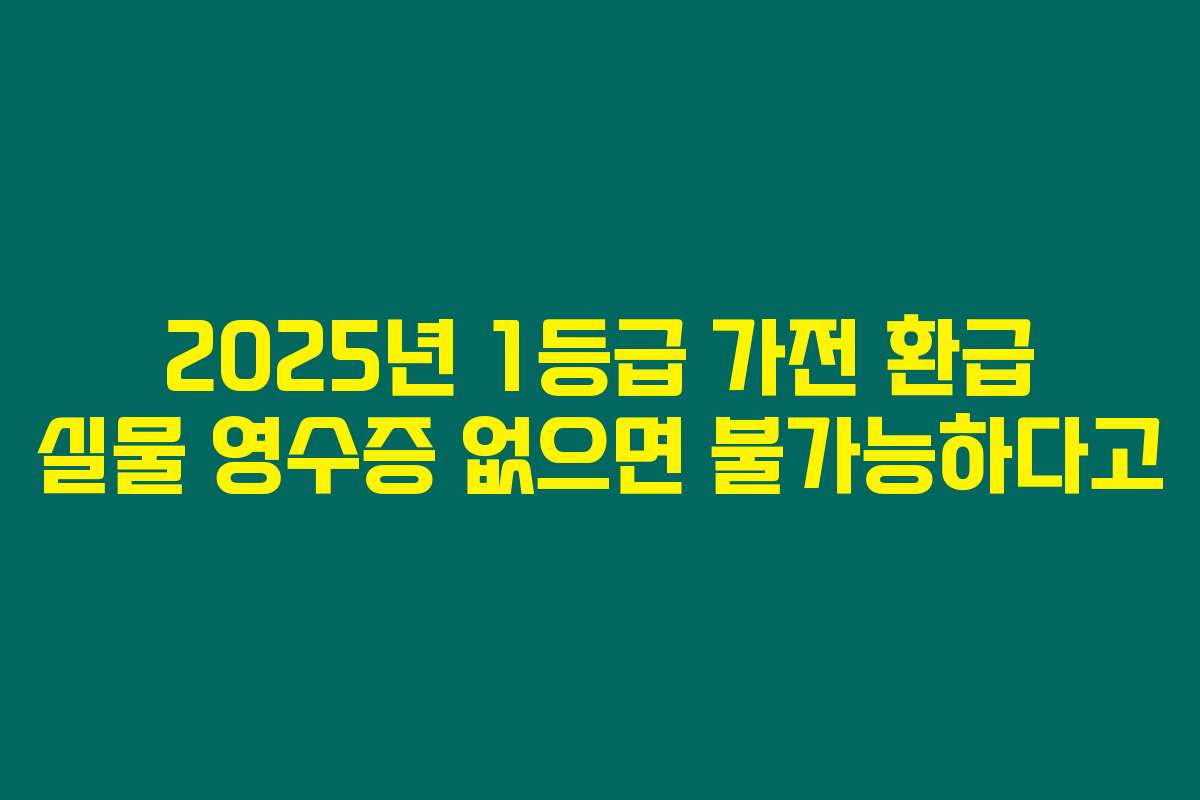 2025년 1등급 가전 환급 실물 영수증 없으면 불가능하다고