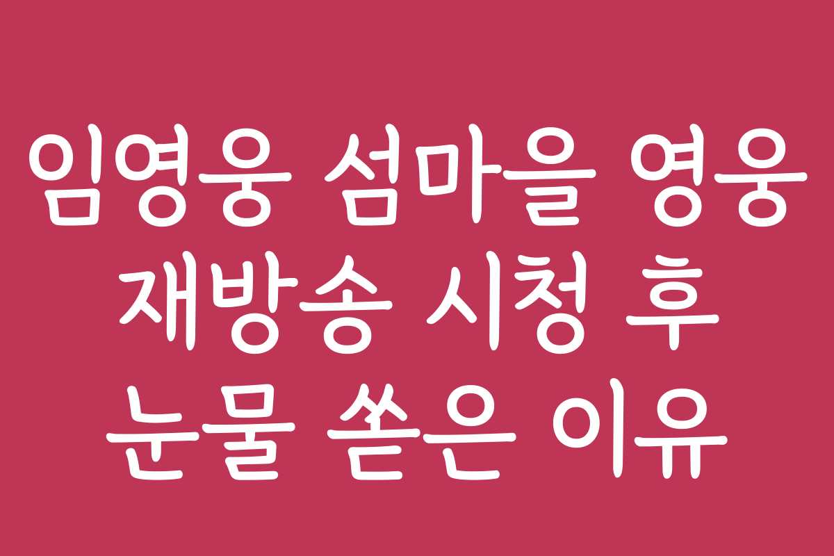 임영웅 섬마을 영웅 재방송 시청 후 눈물 쏟은 이유