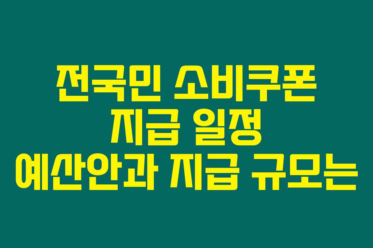 전국민 소비쿠폰 지급 일정 예산안과 지급 규모는