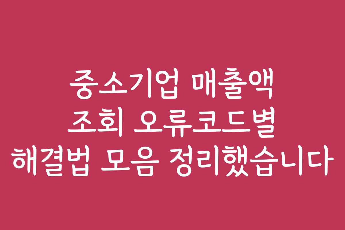 중소기업 매출액 조회 오류코드별 해결법 모음 정리했습니다