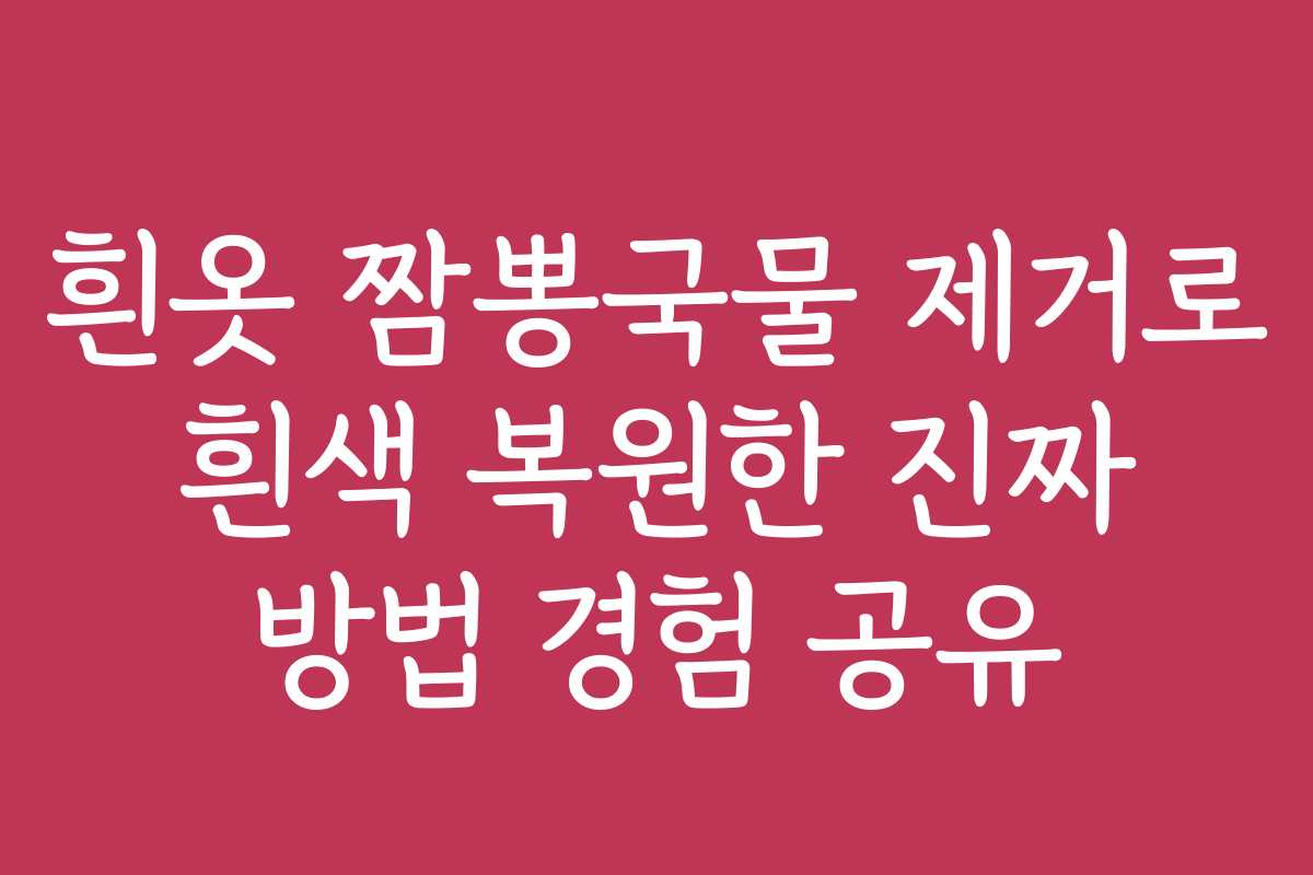 흰옷 짬뽕국물 제거로 흰색 복원한 진짜 방법 경험 공유