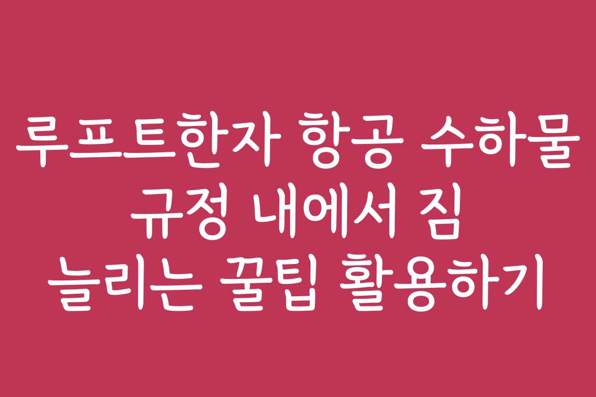 루프트한자 항공 수하물 규정 내에서 짐 늘리는 꿀팁 활용하기