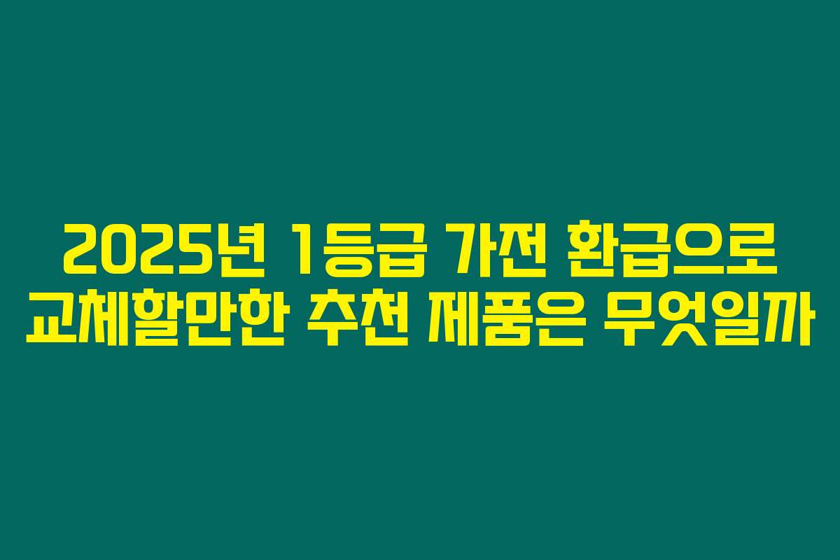 2025년 1등급 가전 환급으로 교체할만한 추천 제품은 무엇일까