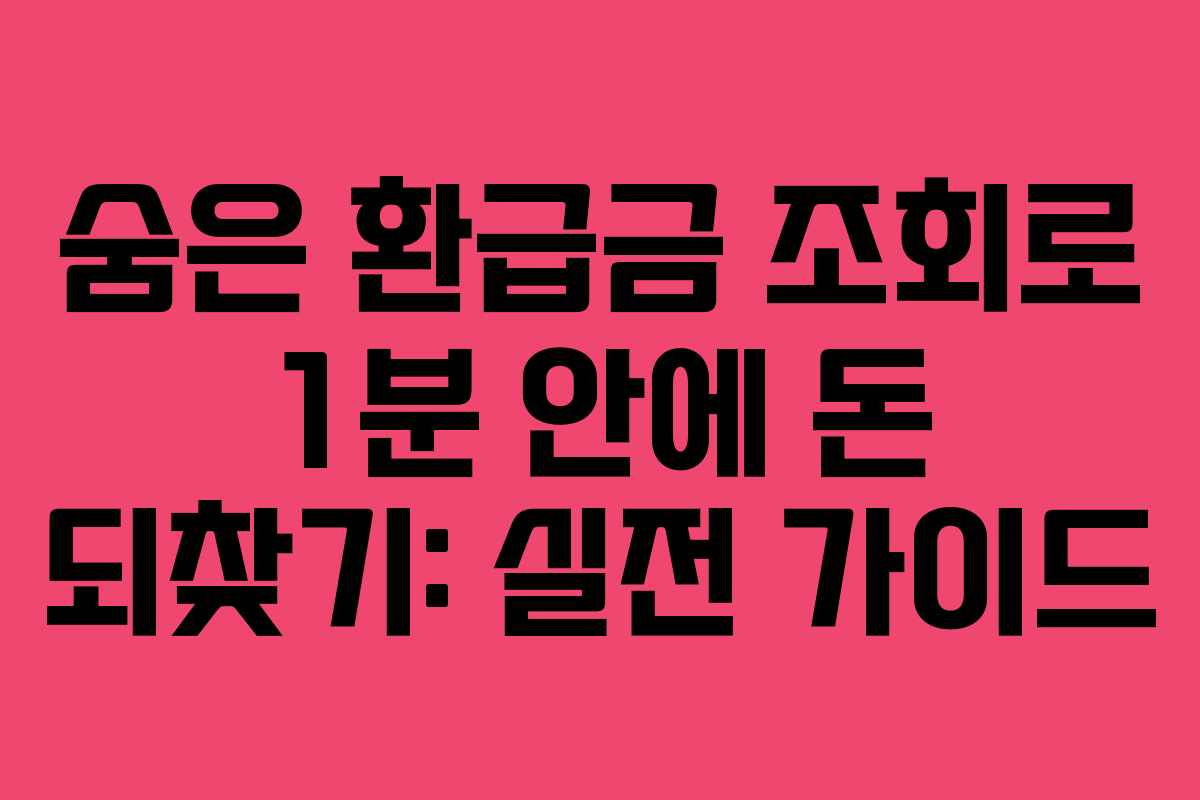 숨은 환급금 조회로 1분 안에 돈 되찾기: 실전 가이드