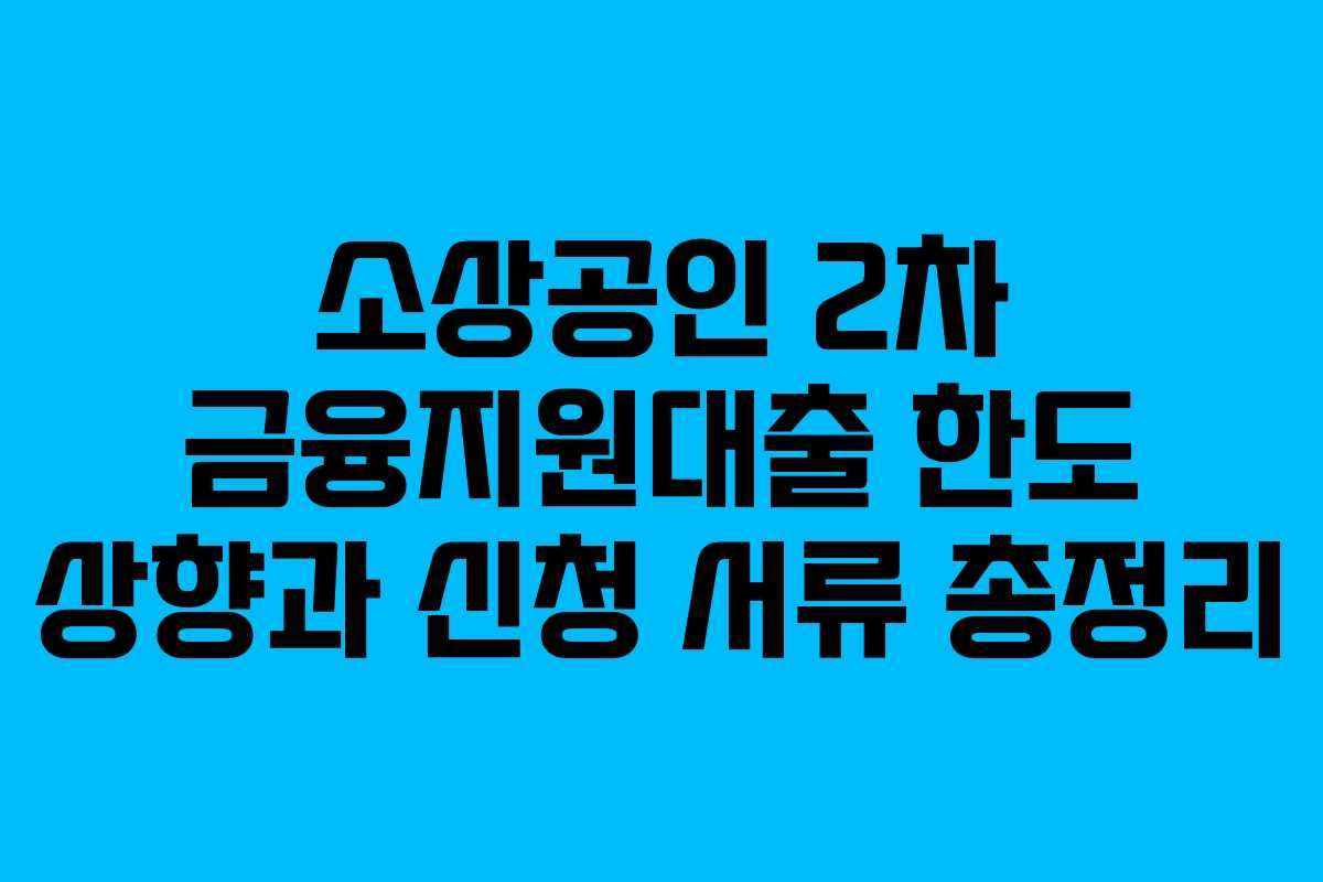소상공인 2차 금융지원대출 한도 상향과 신청 서류 총정리