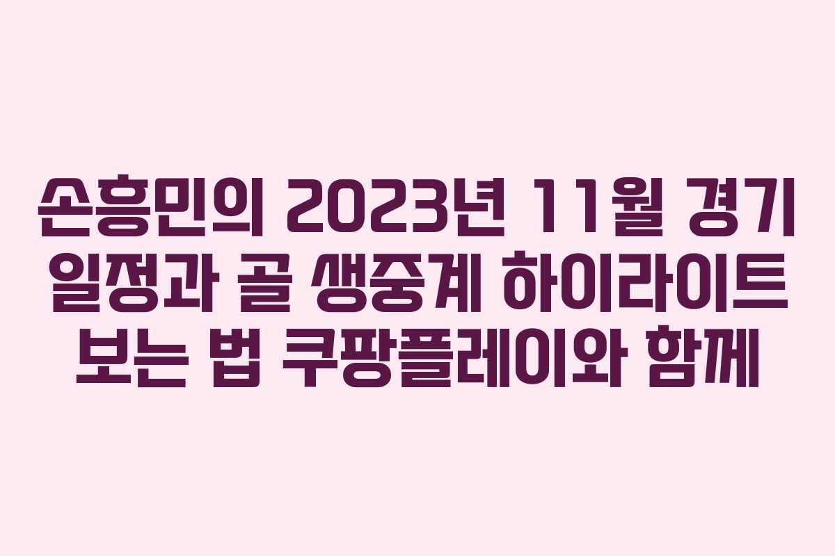 손흥민의 2023년 11월 경기 일정과 골 생중계 하이라이트 보는 법 쿠팡플레이와 함께