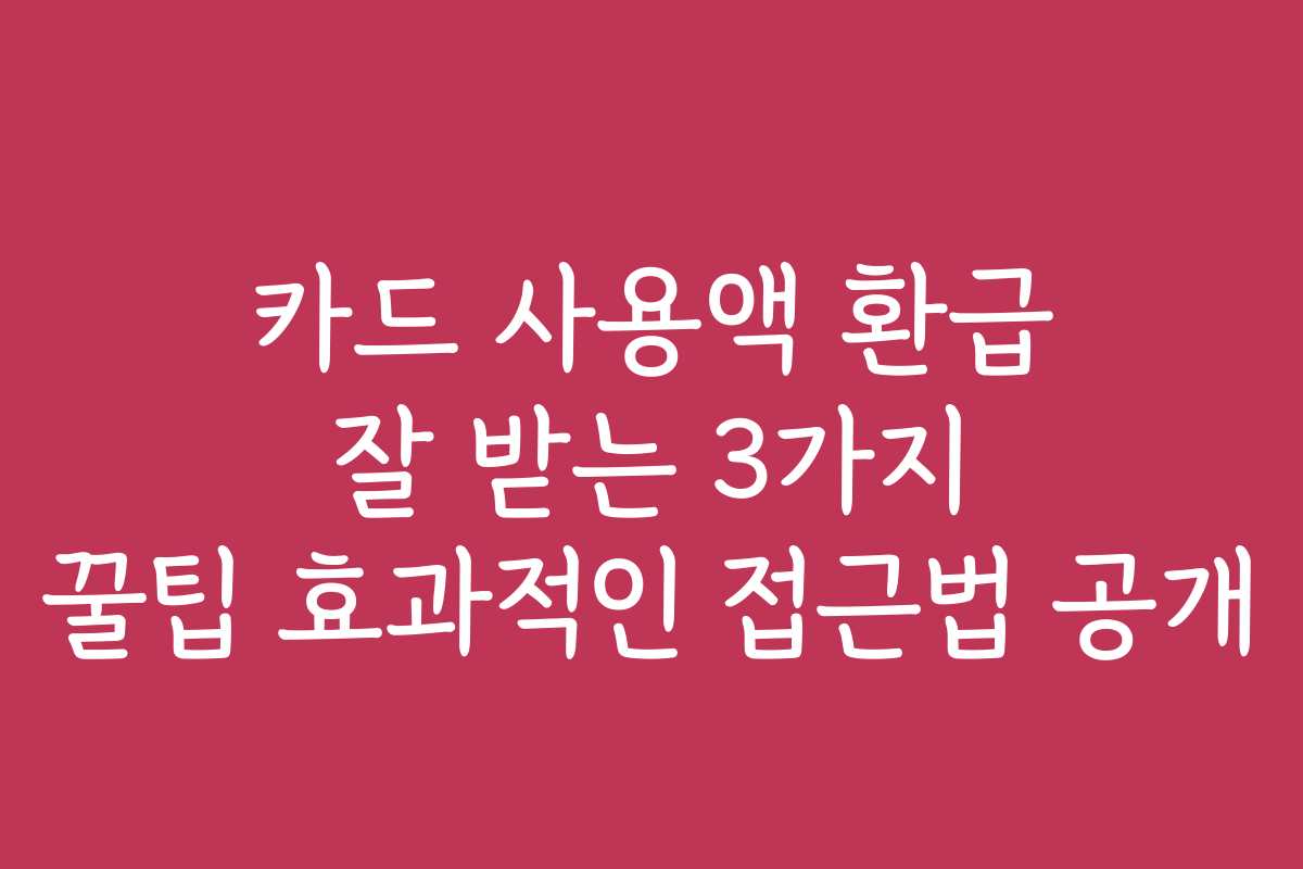카드 사용액 환급 잘 받는 3가지 꿀팁 효과적인 접근법 공개