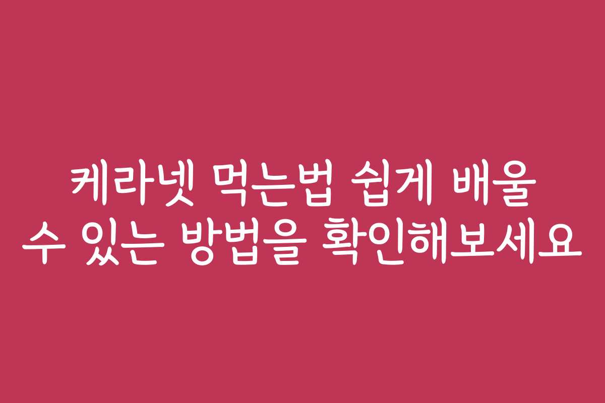 케라넷 먹는법 쉽게 배울 수 있는 방법을 확인해보세요
