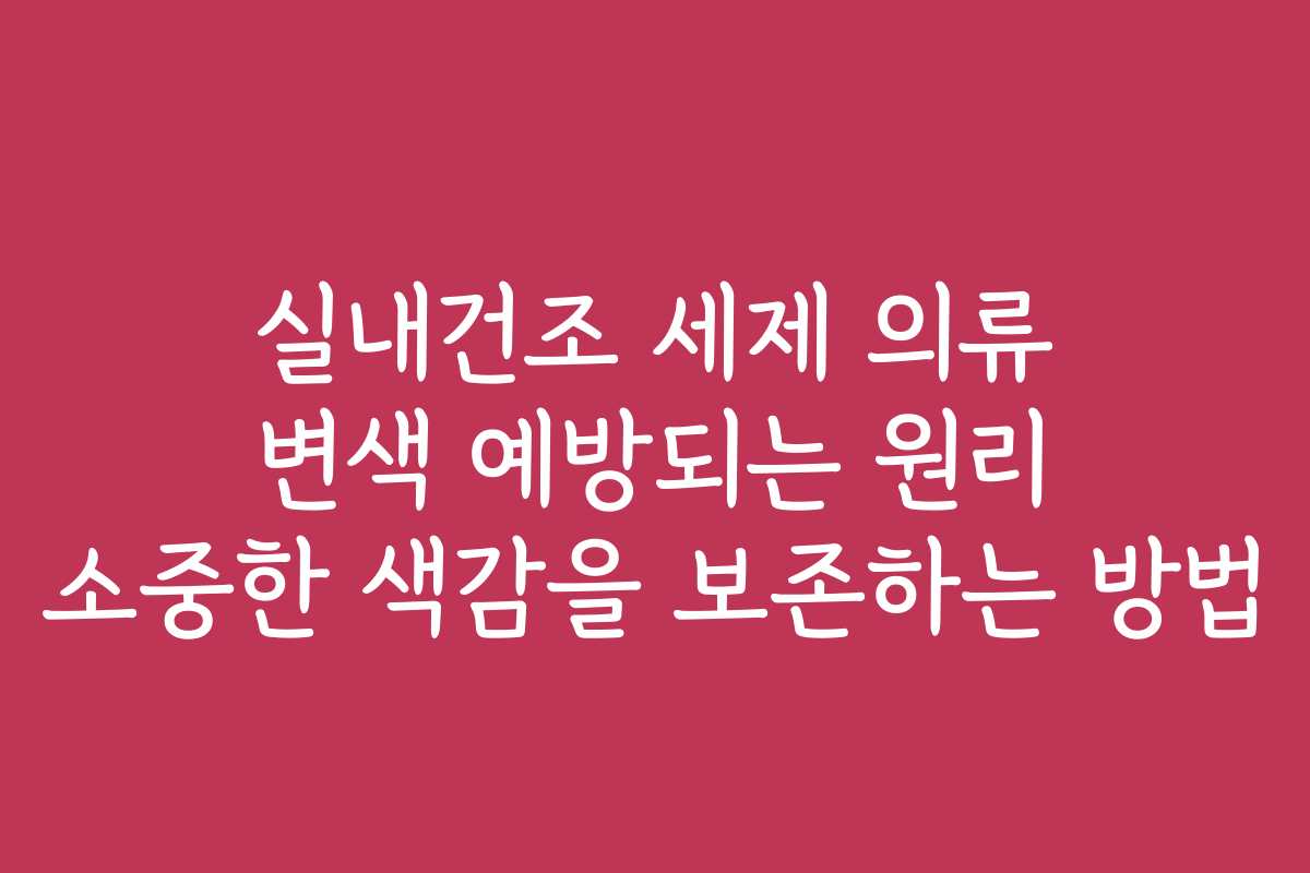 실내건조 세제 의류 변색 예방되는 원리 소중한 색감을 보존하는 방법