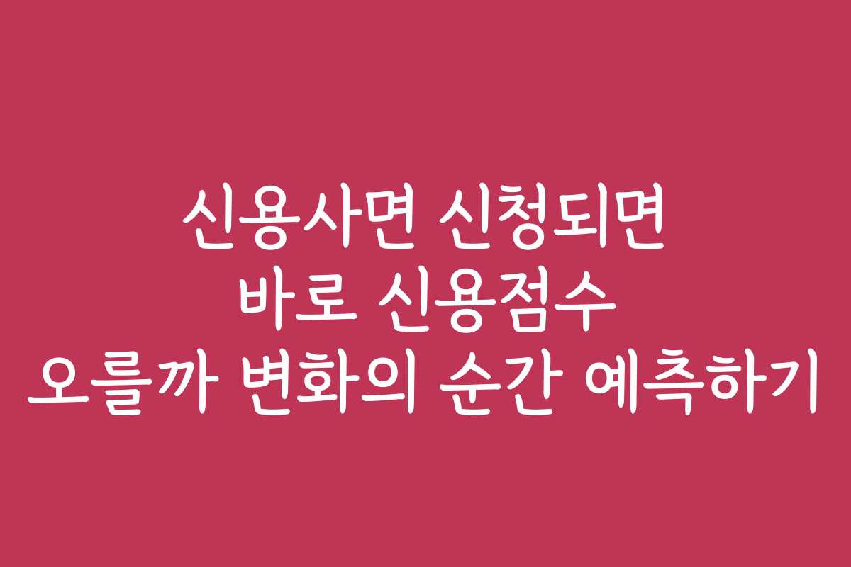 신용사면 신청되면 바로 신용점수 오를까 변화의 순간 예측하기