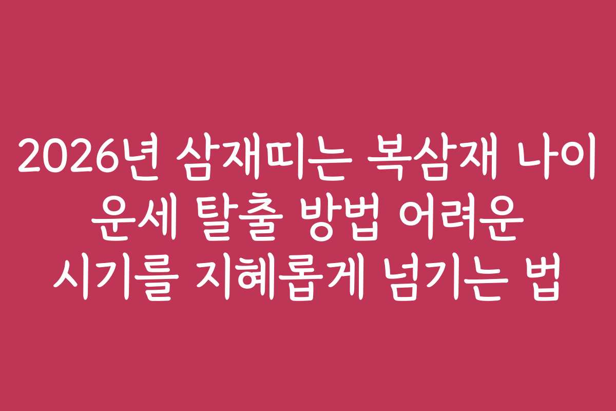 2026년 삼재띠는 복삼재 나이 운세 탈출 방법 어려운 시기를 지혜롭게 넘기는 법