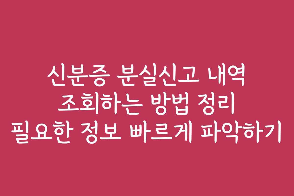 신분증 분실신고 내역 조회하는 방법 정리 필요한 정보 빠르게 파악하기