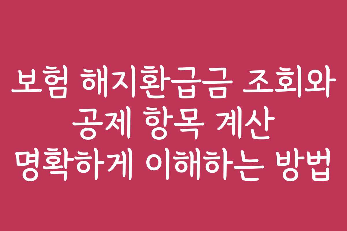 보험 해지환급금 조회와 공제 항목 계산 명확하게 이해하는 방법
