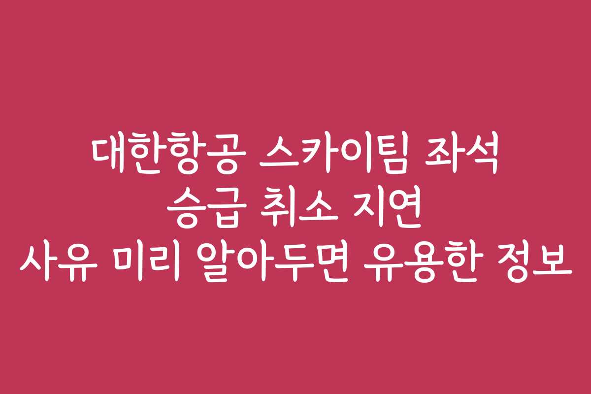 대한항공 스카이팀 좌석 승급 취소 지연 사유 미리 알아두면 유용한 정보