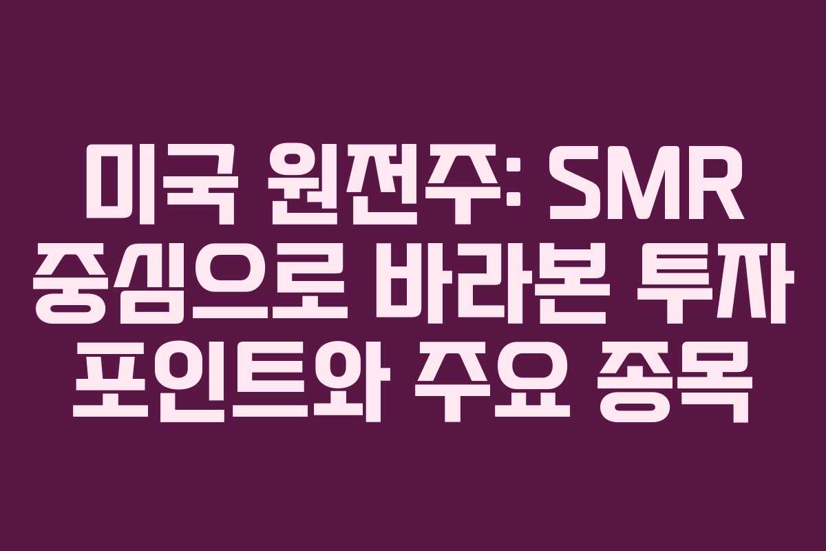 미국 원전주: SMR 중심으로 바라본 투자 포인트와 주요 종목