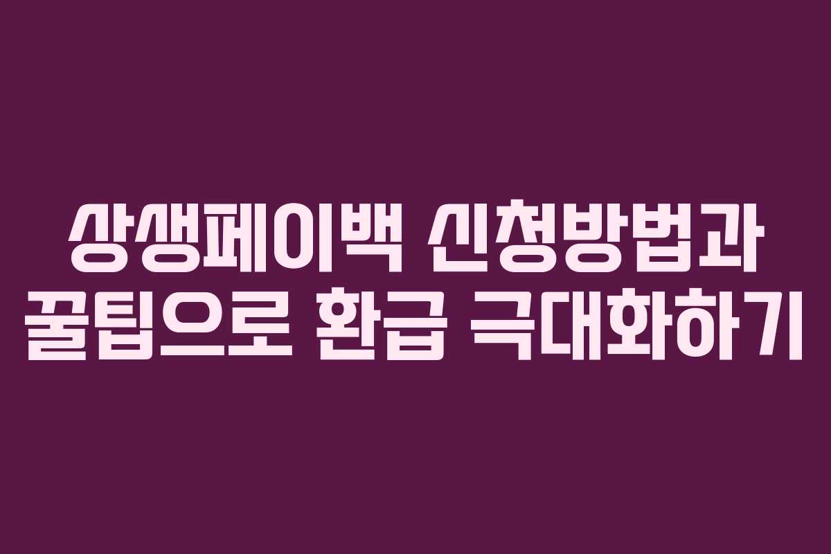 상생페이백 신청방법과 꿀팁으로 환급 극대화하기