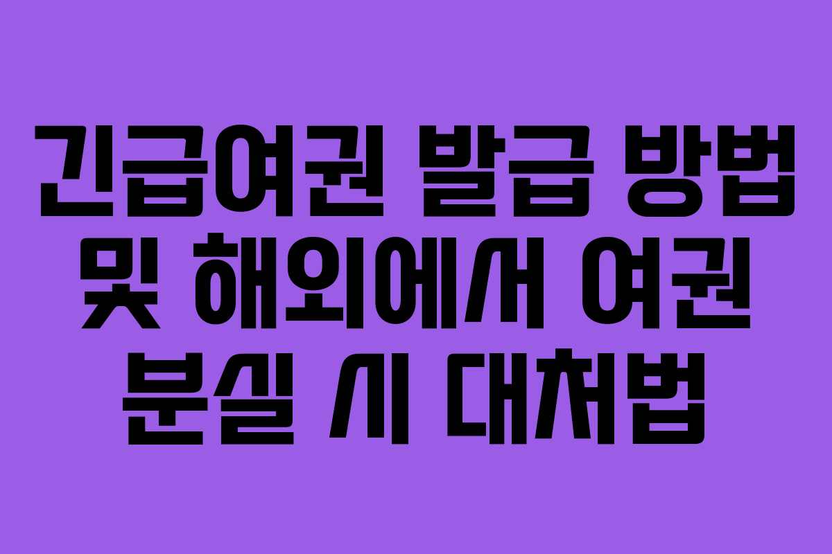 긴급여권 발급 방법 및 해외에서 여권 분실 시 대처법