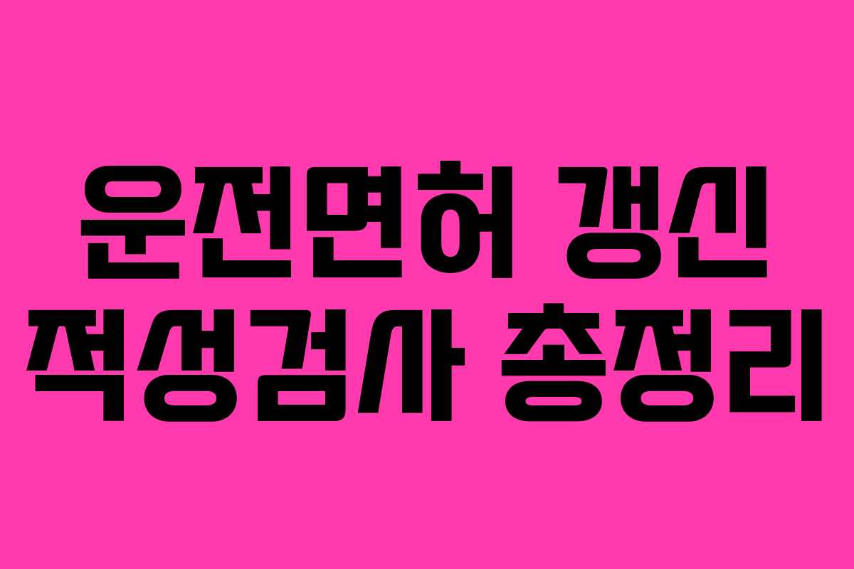 운전면허 갱신 적성검사 총정리