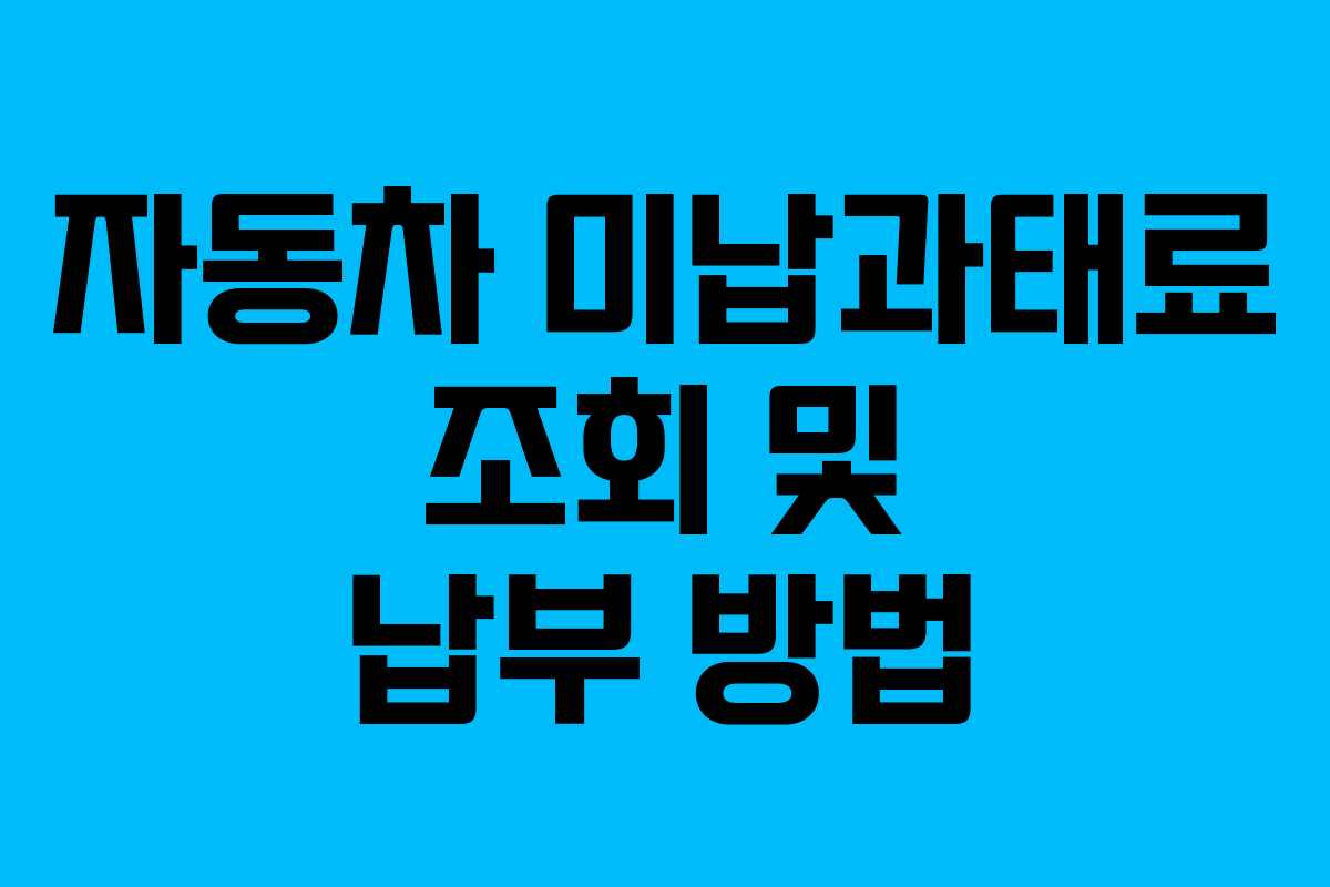 자동차 미납과태료 조회 및 납부 방법