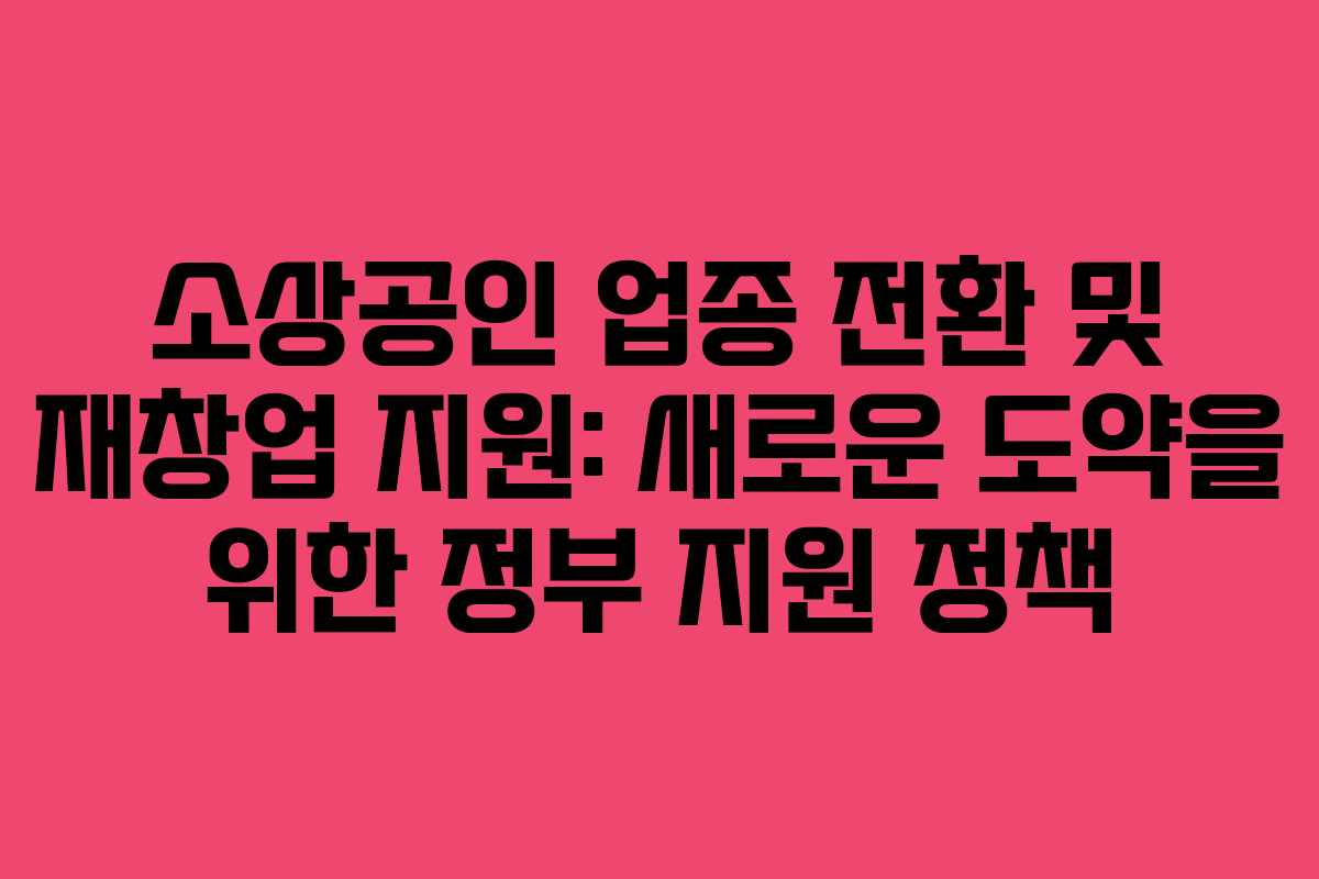 소상공인 업종 전환 및 재창업 지원: 새로운 도약을 위한 정부 지원 정책