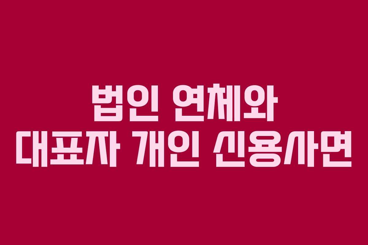 법인 연체와 대표자 개인 신용사면