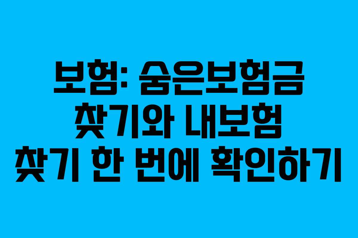 보험: 숨은보험금 찾기와 내보험 찾기 한 번에 확인하기