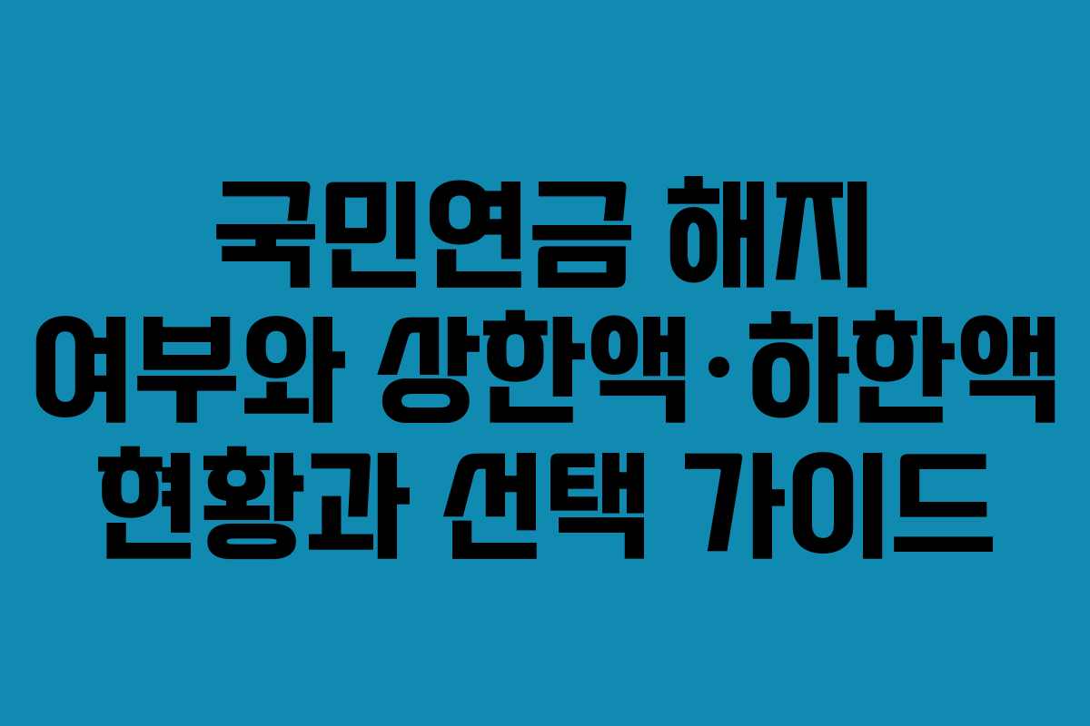 국민연금 해지 여부와 상한액·하한액 현황과 선택 가이드