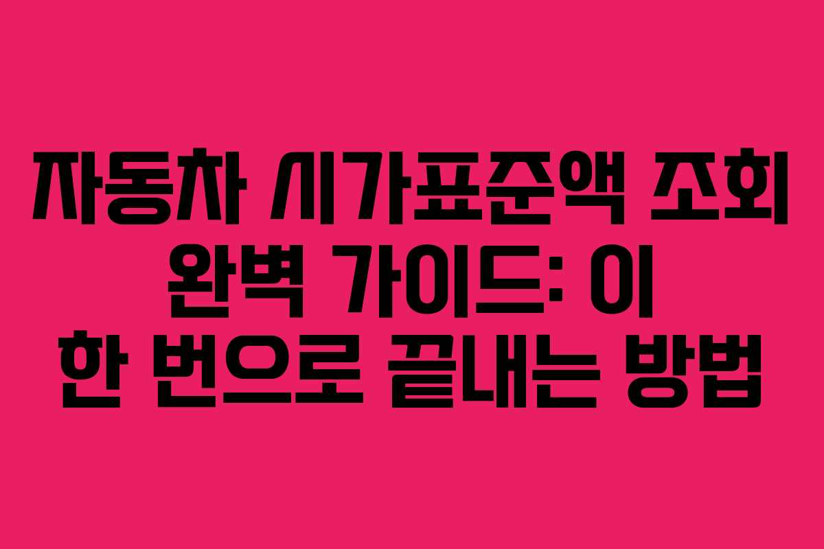 자동차 시가표준액 조회 완벽 가이드: 이 한 번으로 끝내는 방법