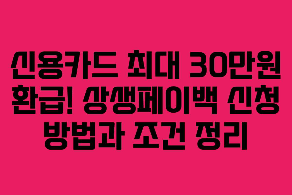 신용카드 최대 30만원 환급! 상생페이백 신청 방법과 조건 정리