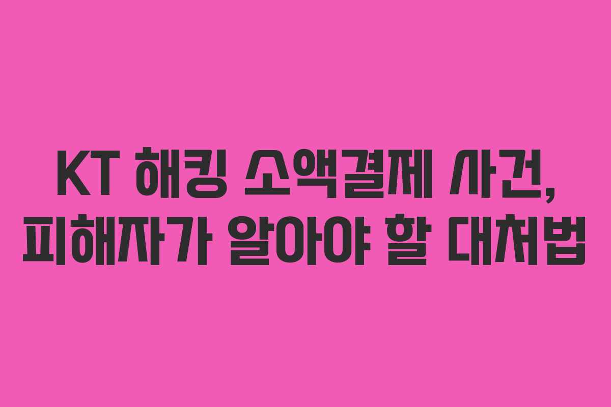 KT 해킹 소액결제 사건, 피해자가 알아야 할 대처법