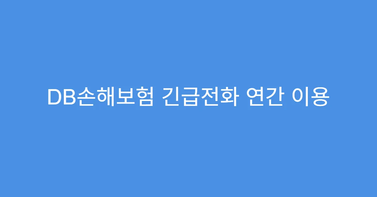 DB손해보험 긴급전화 연간 이용 횟수 제한