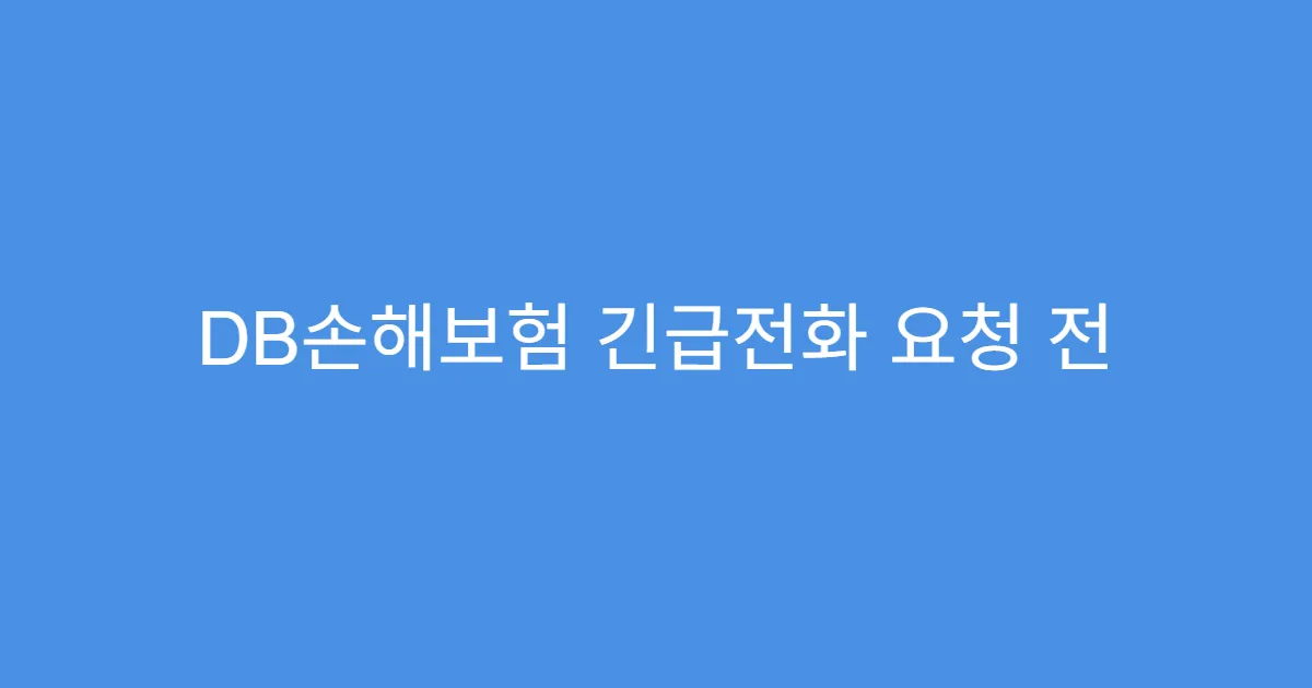 DB손해보험 긴급전화 요청 전 확인해야 할 3가지