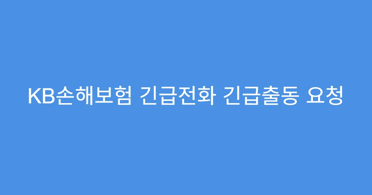 KB손해보험 긴급전화 긴급출동 요청 앱으로도 가능?