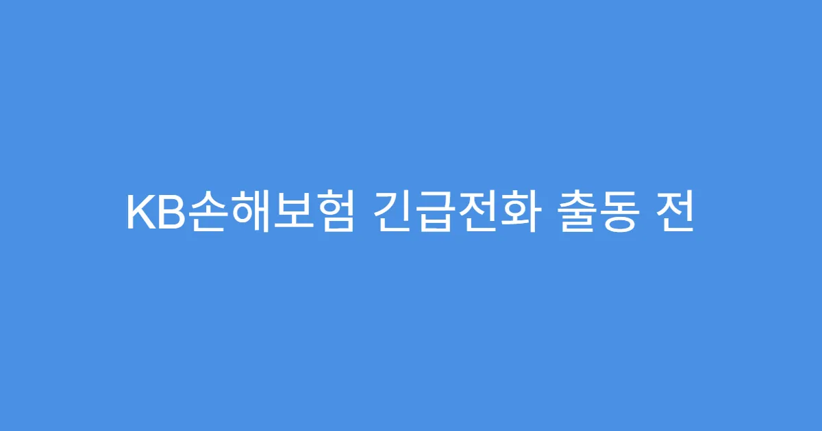 KB손해보험 긴급전화 출동 전 차량 상태 확인
