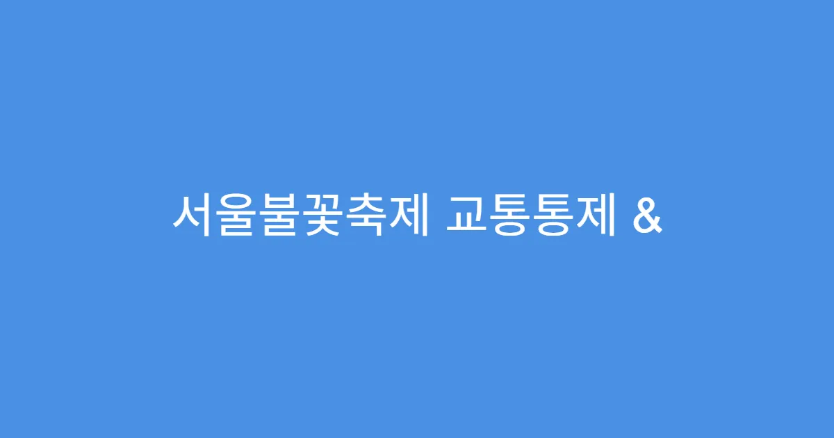 서울불꽃축제 교통통제 & 주차 꿀팁
