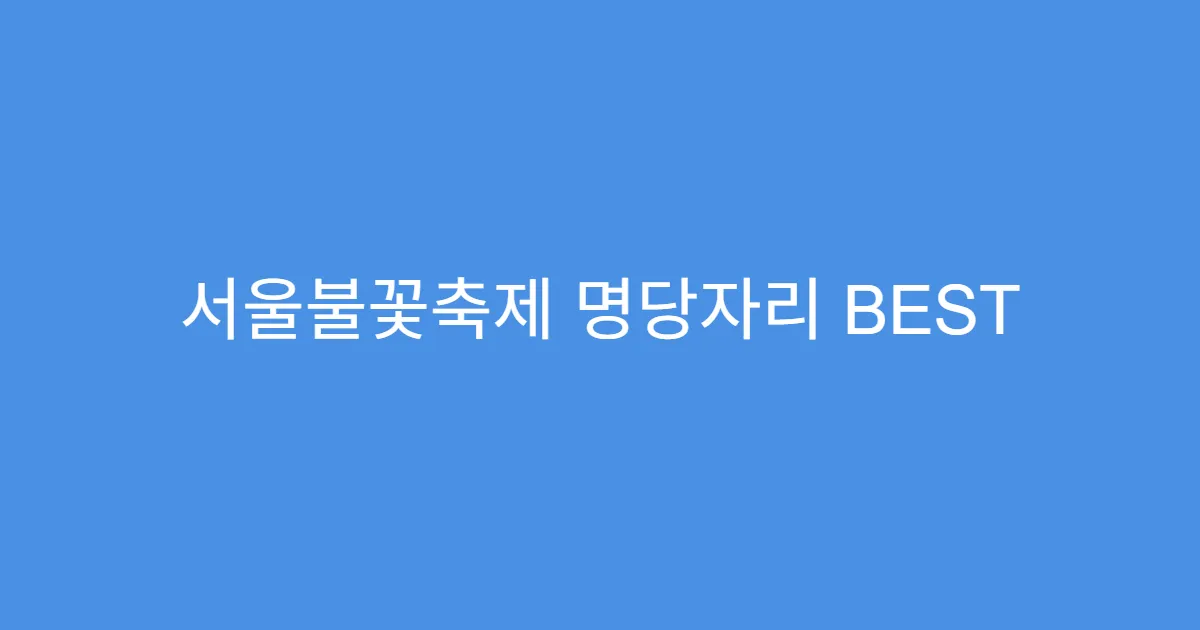 서울불꽃축제 명당자리 BEST 7