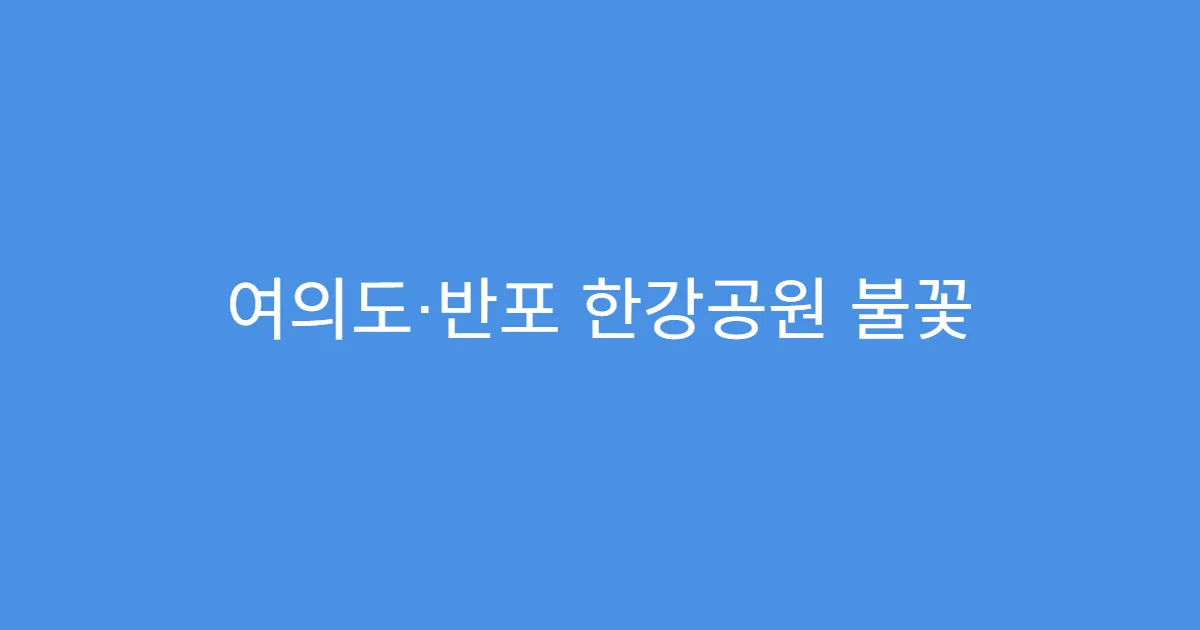 여의도·반포 한강공원 불꽃 명당 비교