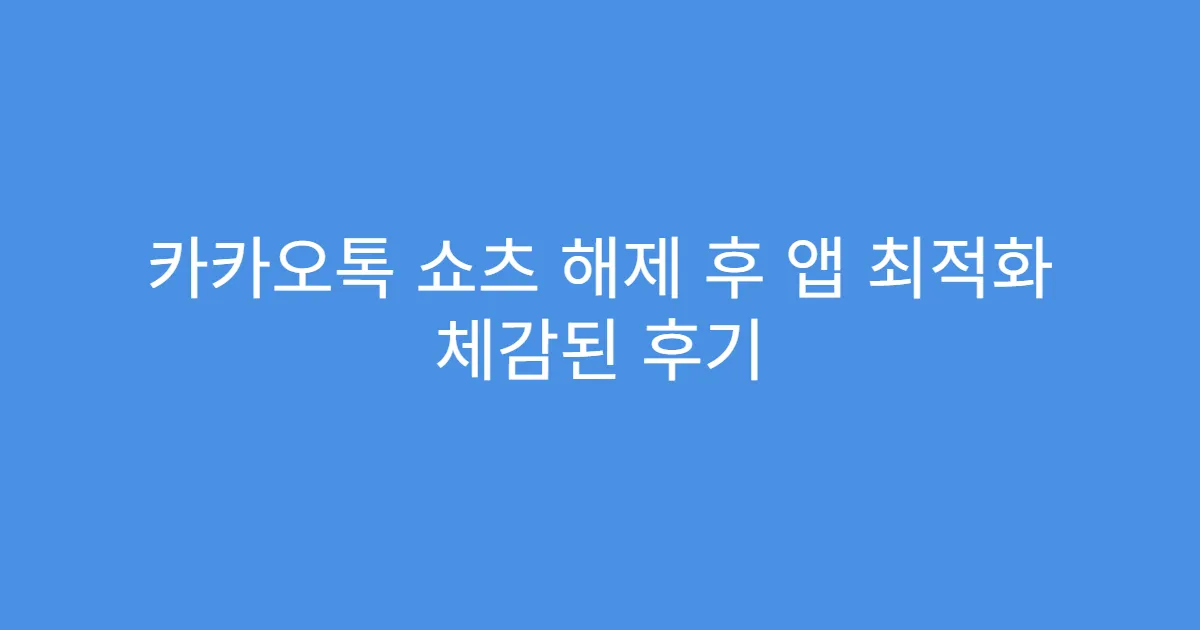 카카오톡 쇼츠 해제 후 앱 최적화 체감된 후기