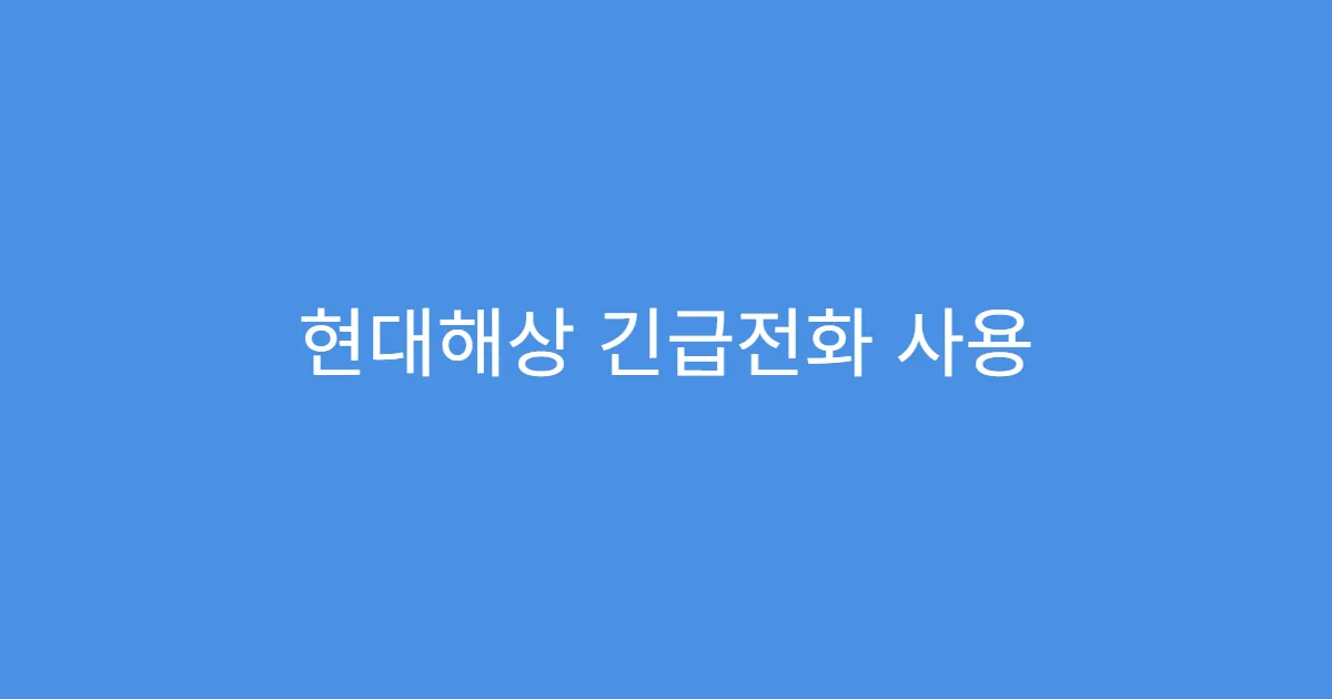 현대해상 긴급전화 사용 후기 정리